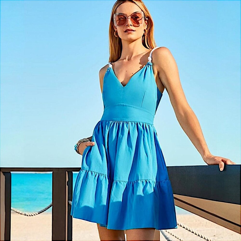 Lilly Pulitzer Nautical Rope Detailed Crishna Dress in Lunar Blue NWT - Size 10